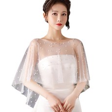 여성용 진주 장식 메쉬 랩 튤 숄 웨딩 교회 맨틸라와 호환 시스루 숄 랩 브라이덜 러그 커버업