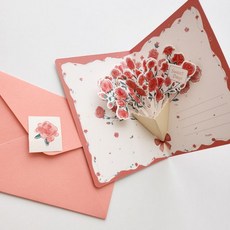 카네이션 입체 카드 어버이날 선물 카드 편지지, 본상품