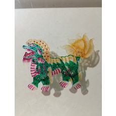 手工皮影 青獅 上等牛皮雕刻 收藏擺飾 25x15cm, 如圖所示, 1個