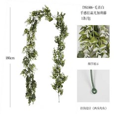 嘉義出貨 軍綠尤加利藤條 仿真藤條 花藝軟裝植物藤蔓 管道裝飾藤 人造藤蔓 派對裝飾 塑膠藤 森林系, 青奶白毛料尤加利1條 【3條起發貨】, 1個