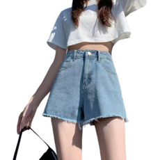 couchsurfing 여성 하이웨이스트 슬림 A라인 데님 반바지