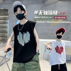 賣場優選新款可愛童裝兒童背心美式背心男童夏季2025新款潮牌大中童無袖T恤寬鬆坎肩休閒上衣潮