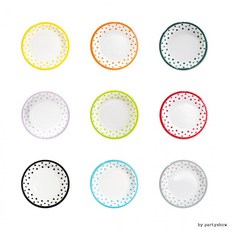 NEW라인도트접시(6개입) 18cm 23cm 종이접시 테이블장식 홈파티, 18cm 핑크, 6개