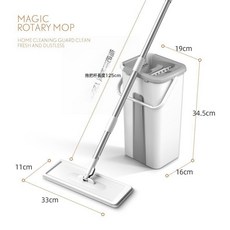 刮刮樂淨污分離免手洗平板拖把桶家用乾溼兩用懶人拖地神器, 白灰中號:(不含拖把)單獨刮刮樂布三片, 1個