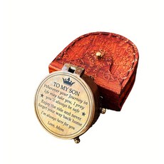 빈티지 황동 포켓 나침반 - 뚜껑이 있는 앤티크 내비게이션 나침반 남성 탐험가 또는 등산객을 위한 수제 해상 선물, To My Son