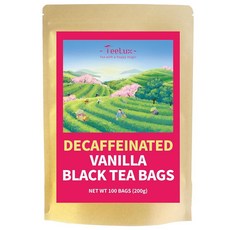 TeeLux 바닐라 디카페인 차이 티백 시나몬 생강 카다몬이 함유된 홍차 천연 맛 풀 바디 & 스파이시 100개, 디카페인 바닐라