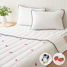 자수/캣 뜨개질 레이스 시어서커 차렵이불+패드+베개커버 세트