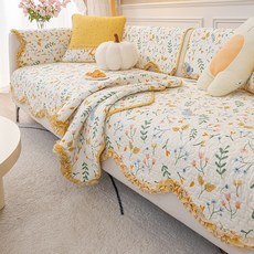 개웃기냥 화사하고 아기자기한 로맨틱한 100%면 미끄럼 방지 쇼파 패드 쿠션커버