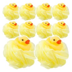 미소라인F 소리나는 동물 샤워볼 저자극 부드러운 샤워볼, 오리, 10개, 1개입