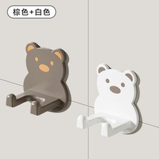 免打孔吹風機置物架 吹風機支架 吹風機收納 懶人風筒支架 電吹風支架, 白色小熊+棕色小熊--吹風機置物架, 1個