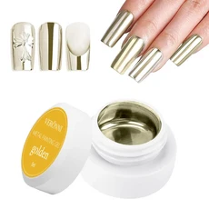5ml 메탈릭 페인팅 젤 폴리쉬 스트롱 골드 실버 로즈 골드 네일 아트 젤 매니큐어 실버 미러 젤 네일 바니, 01 Gold