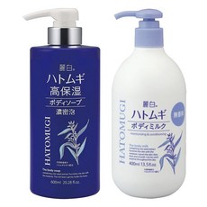 쿠마노 레이하쿠 하또무기 딥모이스처 바디 솝 농밀 거품 600ml + 바디밀크 400ml, 1세트