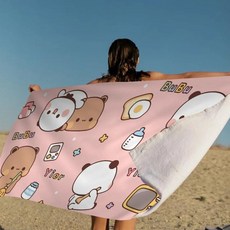 귀여운 만화 비치 타월 목욕 수영장 휴가 선물 캠핑 파티