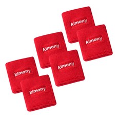 키모니 손목밴드 세트 스포츠 러닝 배드민턴 타월 땀흡수 손목아대, 레드, 6개