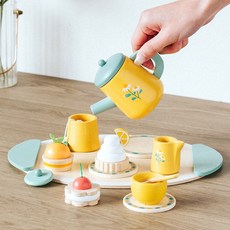 木製過家家仿真甜品茶具早教兒童玩具, 1個, 皇家下午茶:如圖所示