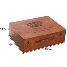 원목사진보관함 잠금 상자 정리함 단단한 대형 나무 복고풍 데스크탑 파일 추억, 1개, T. 초대형 중앙 손잡이 왕관