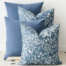 코몰로코에 장식용 베개 커버 4종 세트 소파 거실 침대 홈 데코(보타닉 블루 18인치 x 18인치) (4팩)