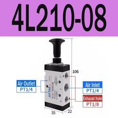 호환 AirTAC 3L 32way 4L 52 웨이 푸시-풀 밸브 3L110210310-060810 4L110210310-060810 수동 방향 밸브, [07] 4L210-08