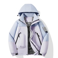 겨울 스키복 상의 아웃도어 패딩 점퍼 탈부착 모자 등산복 아우터, 1개, 제이드퍼플