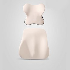 자동차용 라텍스 목 보호대 세트 차량용 허리 받침 베개 허리 등받이 시트, 2세트, 베이지, 자세교정