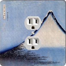 Rikki Knight 3235 Outlet Katsushika Hokusai Art Mount Fuji II 디자인 콘센트 플레이트, 기본 옵션