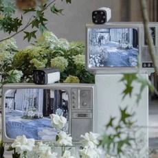 레트로 TV 카메라 세트 송출 촬영 소품 엔틱 인테리어, 17인치 LCD  카메라
