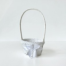 S pp리본 손잡이 바구니 화이트 ( 부활절 계란 미니 떡바구니 송편 한과 사탕 떡만들기 할로윈 단체선물 소형 어버이날 꽃바구니 명절 추석 행사 )