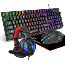 PC 게이머 사용자를 위한 게이밍 키보드 및 마우스 헤드폰 패드 올인원 콤보