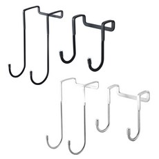 宅本舖 304不鏽鋼門後掛勾 層架掛勾 門後雙掛勾 無痕壁掛 廚房掛勾, 黑色－短款, 1個