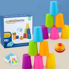 순발력 향상 컬러 컵 스태킹 12p 2종 휴대 파우치 포함 두뇌 개발 게임 세트, 1개, X