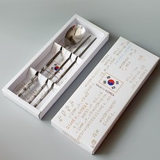 드리다샵 전통 송학무늬 스텐 수저 젓가락 세트 외국인선물, 그레이, 1세트, 숟가락+젓가락