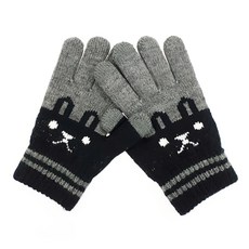 Woojooi 兔子印花拼色觸控手套