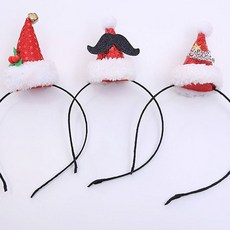 헤어악세사리 크리스마스 테마 산타모자 머리띠 고깔장식, B타입(수염)