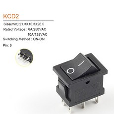 5/10PCS 로커 스위치 전기 장비 6A/250V 전원 2/3 보트 위치 10A/125V 전등 스위치가있는 6PIN, Black Black, 5 PCS
