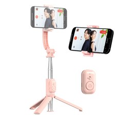 TOKQI 데일리 탈부착 스탠딩 홀더 스마트폰 셀카봉 삼각대 106cm, 핑크 + 화이트, 1개, C01