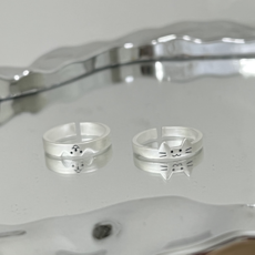 냥냥이네 고양이 강아지 두마리 우정반지 커플반지 세트