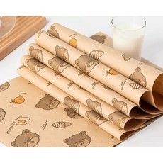 丹丹悅生活 元氣小熊防油食品包裝紙(50入／包), 1個, 元氣小熊防油食品包裝紙單張(50入／包)