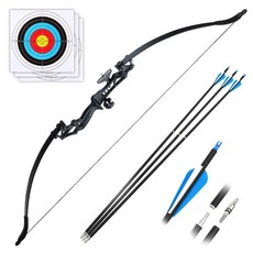 양궁 투혼 활 세트 리커브보우 20/30/40/55파운드 활 + 카본 화살 + 표적지 활세트 입문자용 학교수업용 청소년용 136cm, 40파운드 활세트, 1세트
