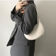 粉色半月流浪肩背/斜背包 + 2種背帶組合, 象牙白