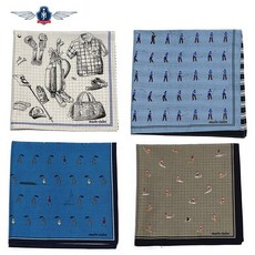 제임스마틴 멋스러운 일러스트 패턴 손수건 (JMHA20S-HACH01), 네이비(71)