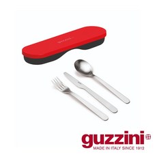 Guzzini On The Go 旅行餐具組，輕巧便攜，食品級安全材質，多色可選，時尚外觀設計, 紅, 1個