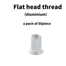 리벳 인서트 너트 스테인리스 스틸 알루미늄 아연 도금 플랫 카운터싱크 헤드 나사산 캡 너트서트 M3, 06 M12, 08 Aluminum - 50PCS