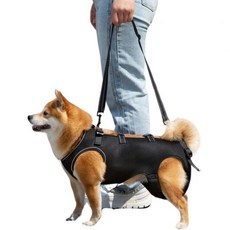강아지 리프트 하네스 휴대 산책 개 걷기 쉬운 간호 케어 보조 노령견 재활 용품 야광 돌봄 워커 S, L 메쉬 블랙