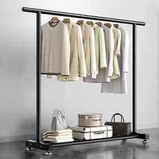 철제 스탠드 튼튼한 옷걸이 행거 1단 120cm, 고정형 1단, 블랙