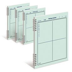 MUNID IS SPRING 左翻4分割筆記本, 綠色, 4個