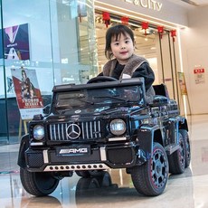 AMG 벤츠 인증 6X6 어린이 전기 자동차 아기 2인승 붕붕카 조카 선물, 전기구동+리모컨+25A리튬배터리+가죽시트, 블랙/4륜구동, 1개