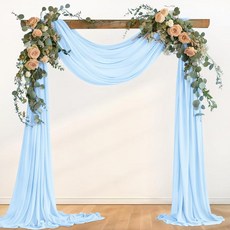 Loopiske Light 블루 Wedding Glitter Arch Draping Fabric 29" x 6.5 Yards 3 Panels Sheer Backdrop Curt