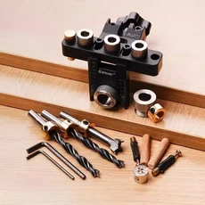 목공 도웰링 지그 포켓 홀 드릴링 가이드 로케이터 키트 수직 펀처 도구 가구 연결, Set A