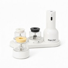 매직쉐프 전동그라인더 소금 후추 깨 3in1(본체+팟3P+트레이)스텐화이트, 1세트, 50ml