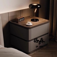 【格森】加厚床頭櫃 現代簡約意式輕奢臥室收納, 1個, 卡其【優選三十年松木+耐磨納帕皮】,【普通款】50X40X48【寬/深/高】